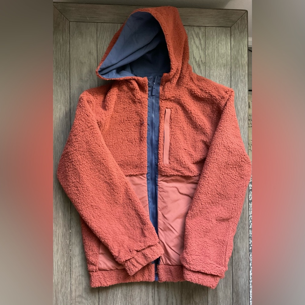 Rust Orange and Navy Hooded Jacket